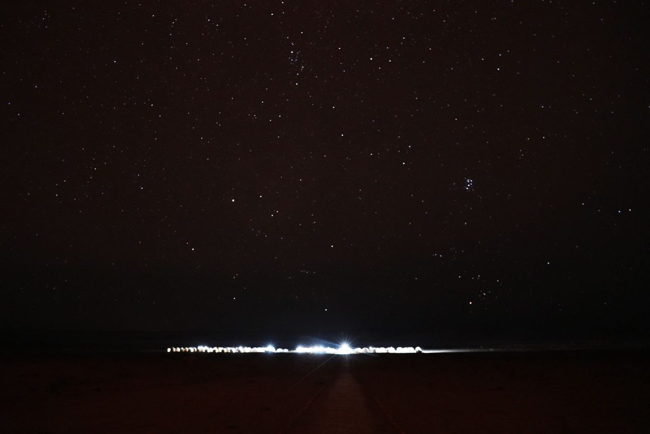 Starry Sky and Desert Camp Lights