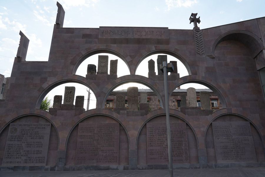 The historic stone monument at Holy Etchmiadzin