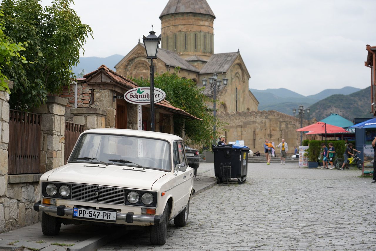 Classic Lada car near Svetitskhoveli Cathedral