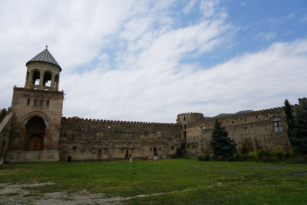 The historic walls and bell tower of Svetitskhoveli Cathedral
