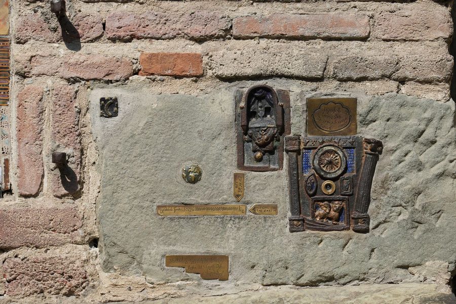 Artistic details on the Gabriadze Theater wall
