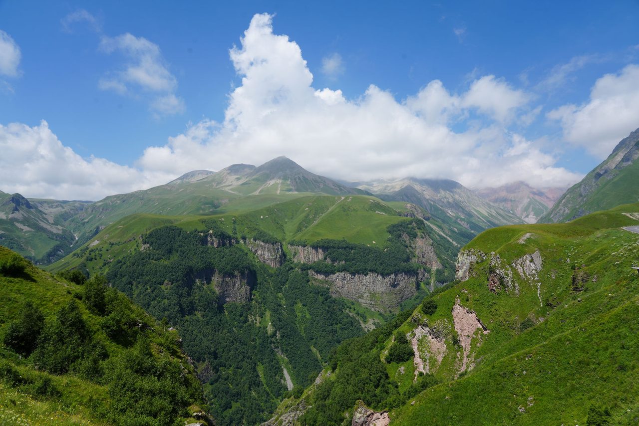 The stunning Aragvi Gorge in the Caucasus Mountains