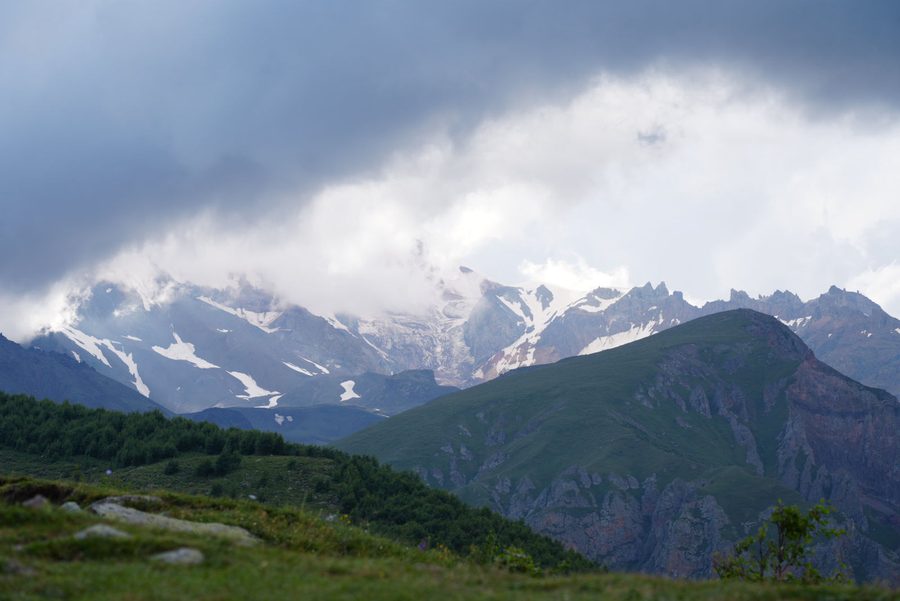 Glacier views in the Caucasus Mountains