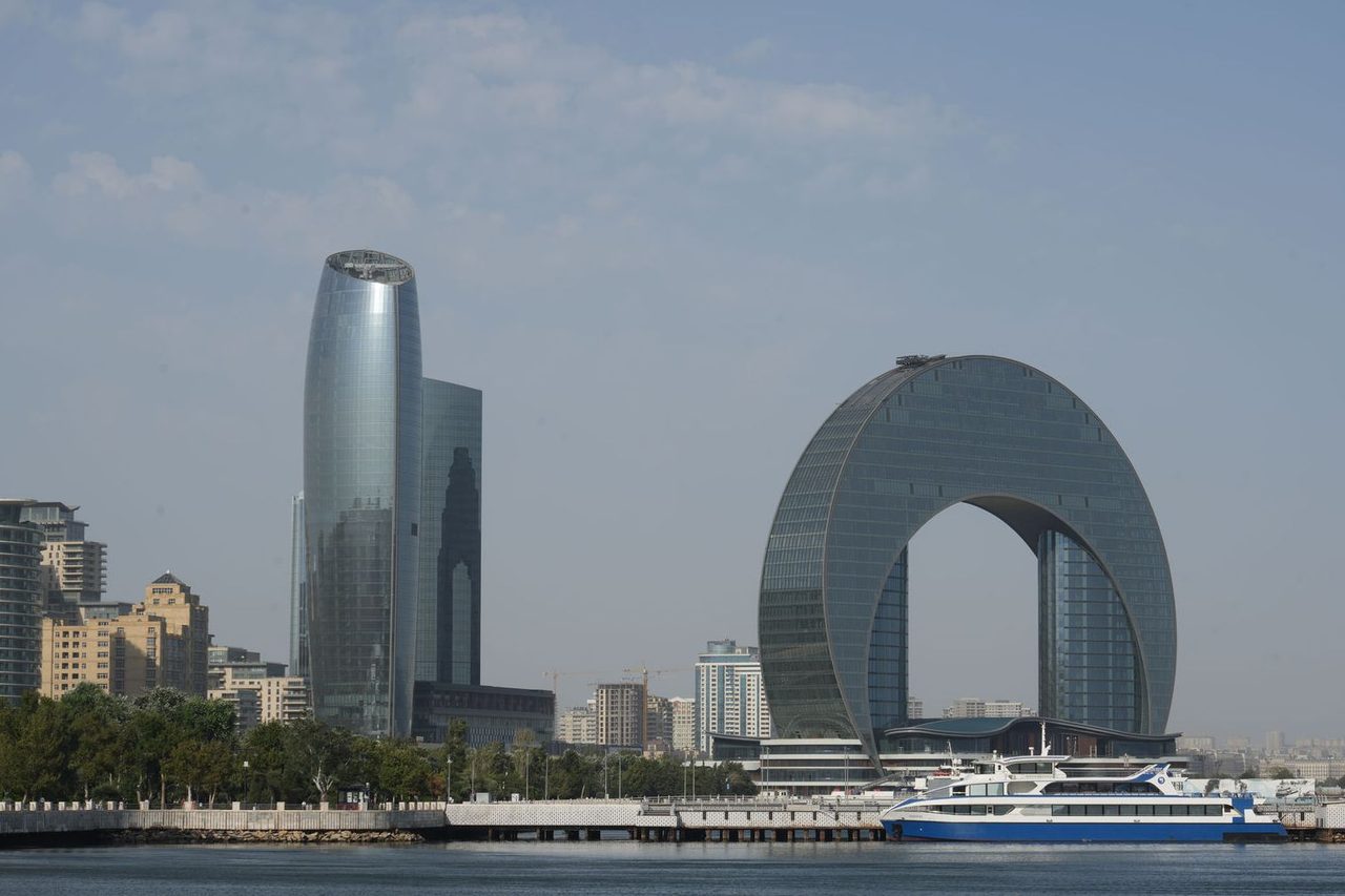 The futuristic Crescent Hotel in Baku