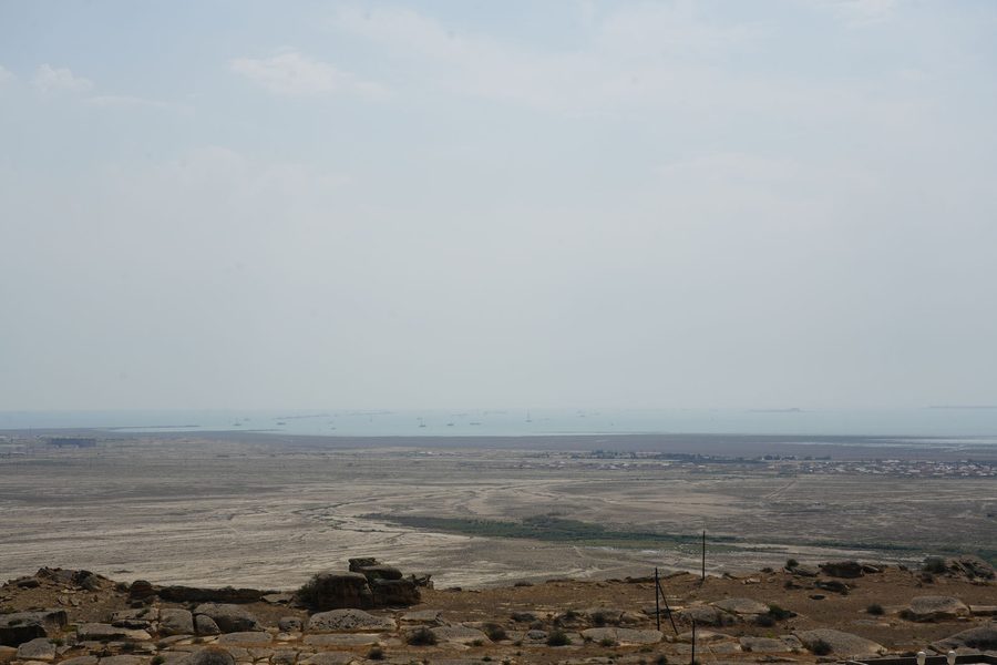 Overlooking the Caspian Sea from Gobustan
