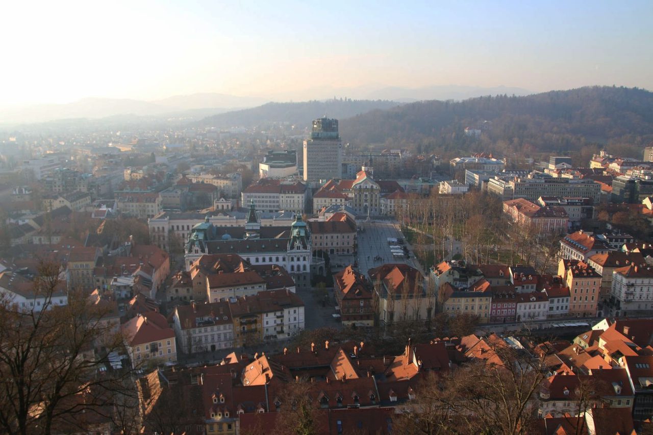 Congress Square in Ljubljana, Slovenia, seen from the castle