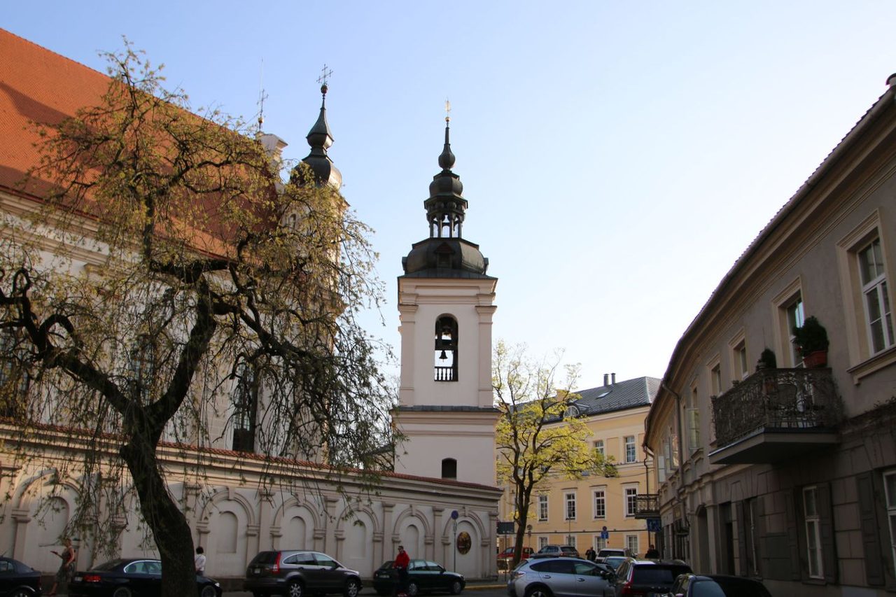 The bell tower of the Church of St Michael along St Michael Street