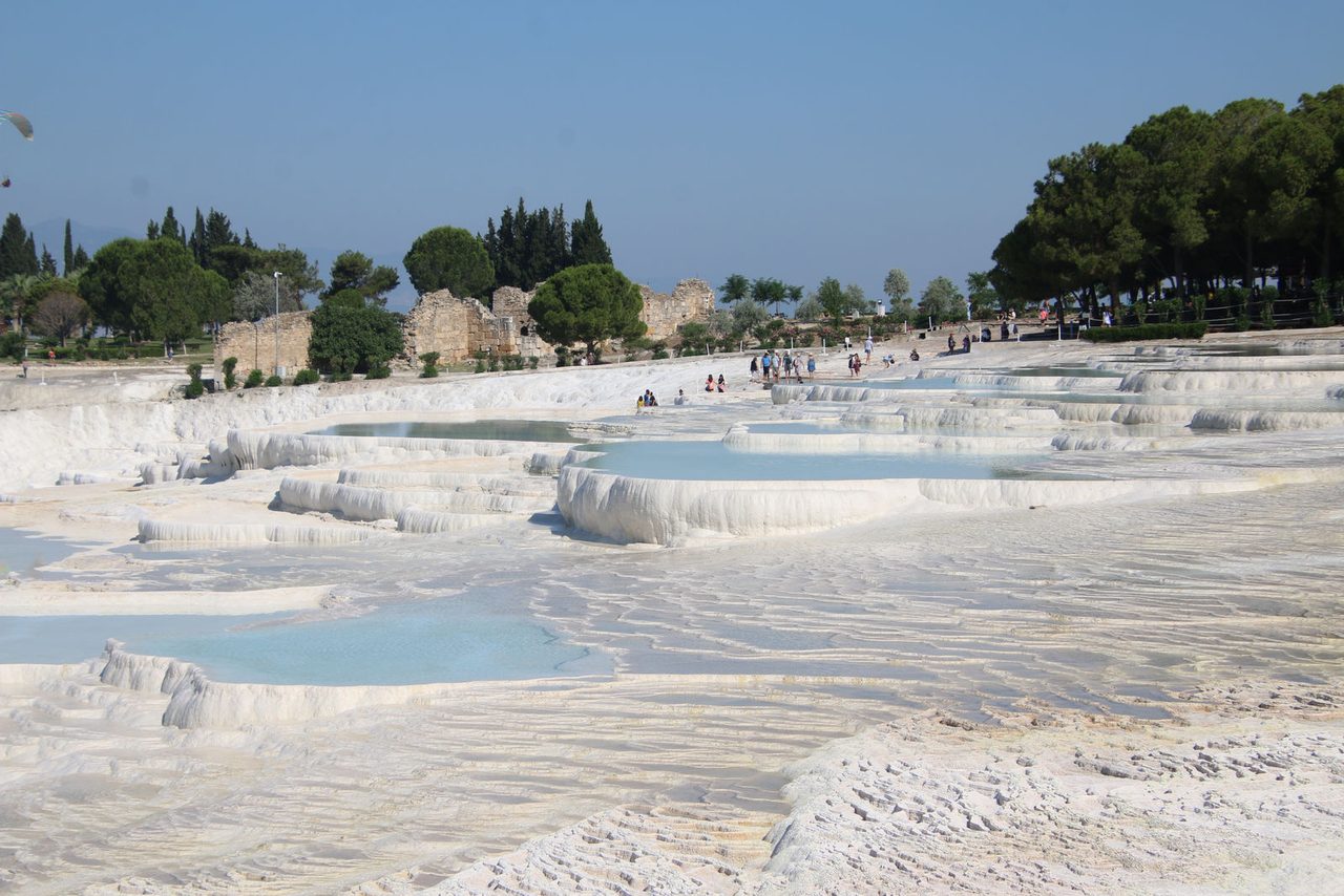 Walking on the travertines of Pamukkale