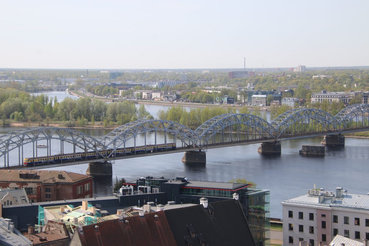 Train crossing the Daugava River