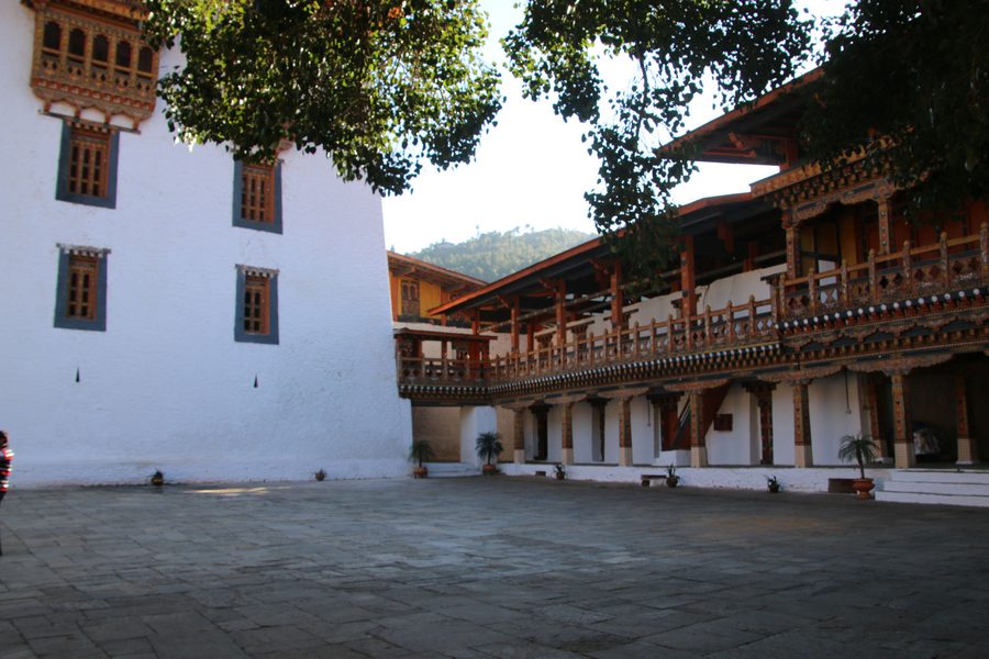 The quiet inner courtyard of Punakha Dzong