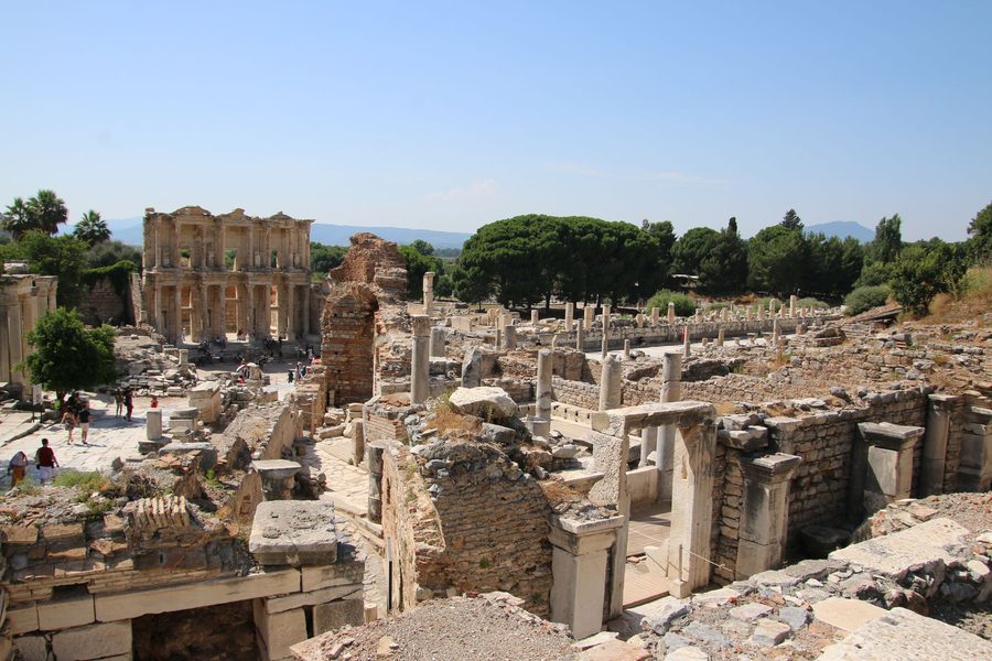 Panoramic view of Ephesus with Celsus Library