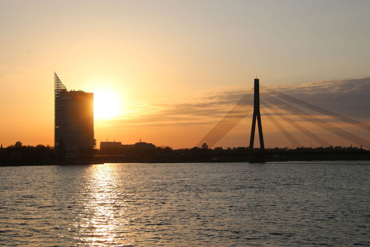 Vanšu Bridge and Saules Akmens at Sunset