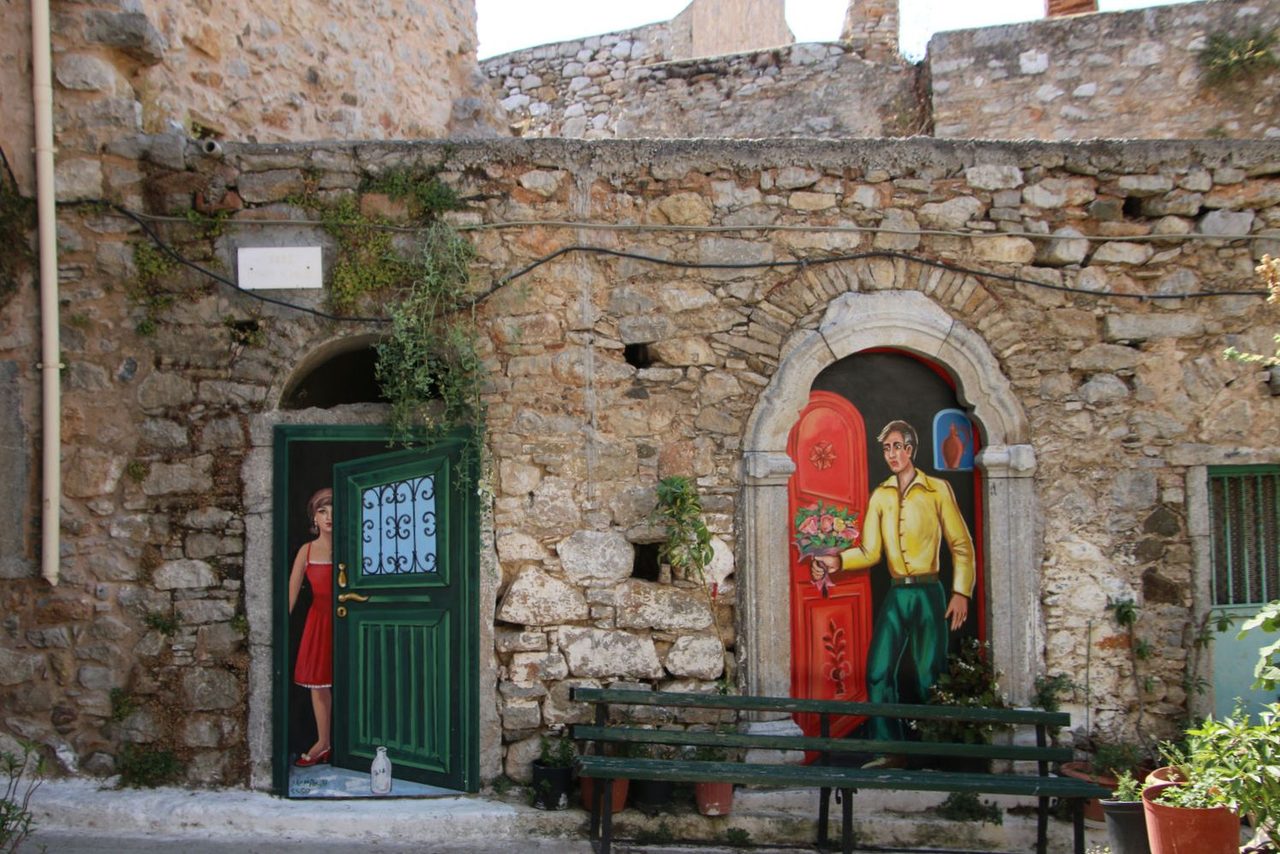 Creative door art in Mesta Chios