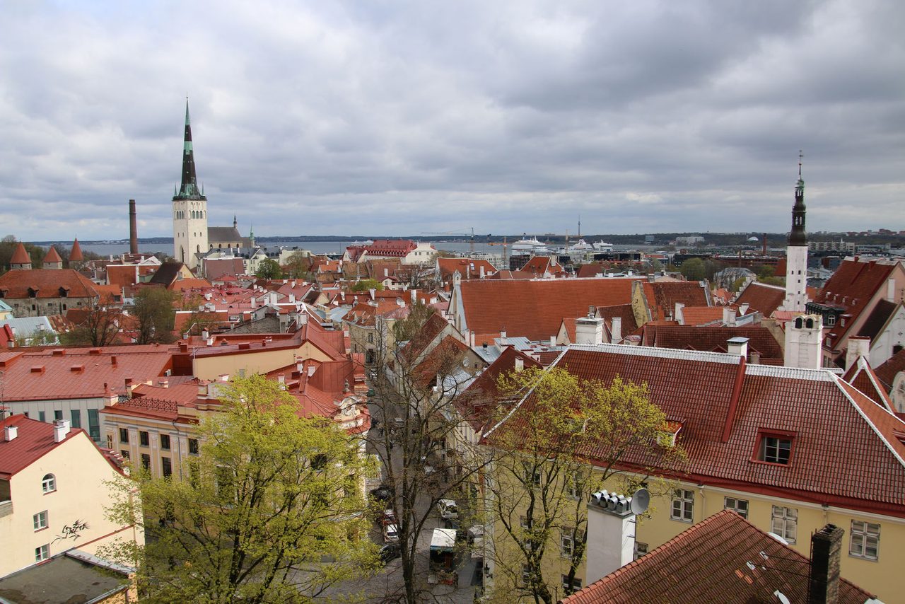 The rooftops stretching towards the sea