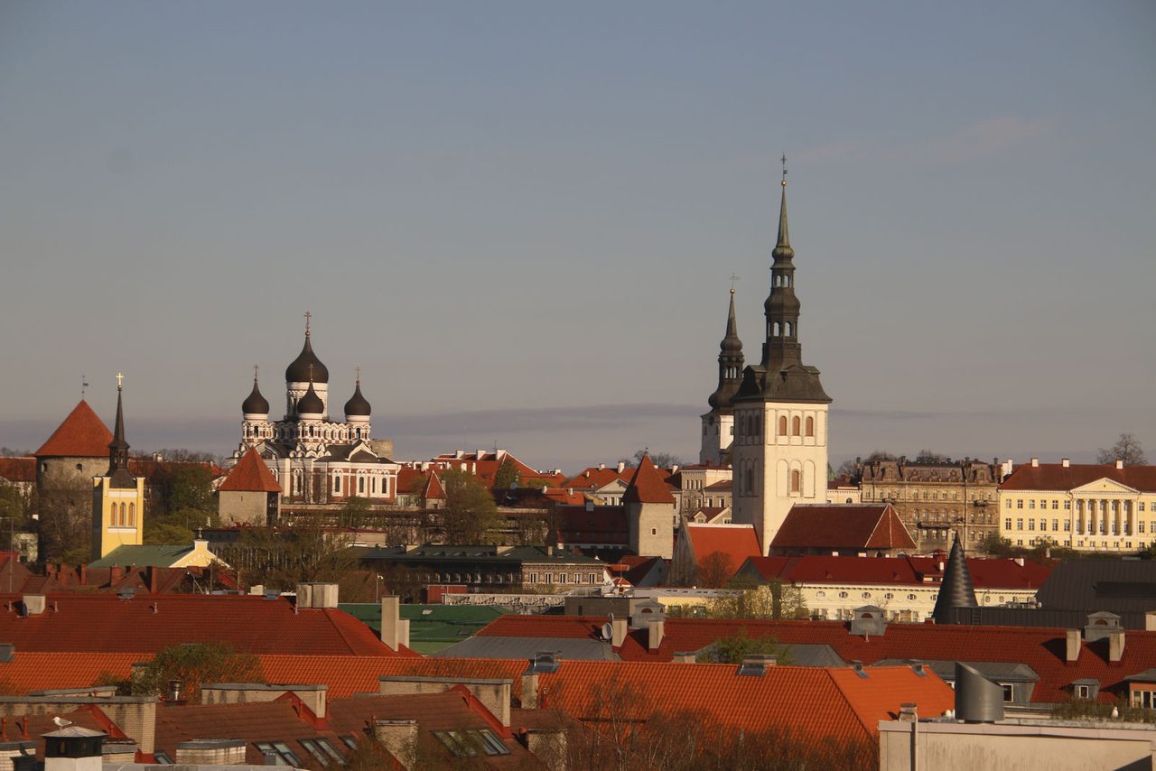 The historic city skyline from above