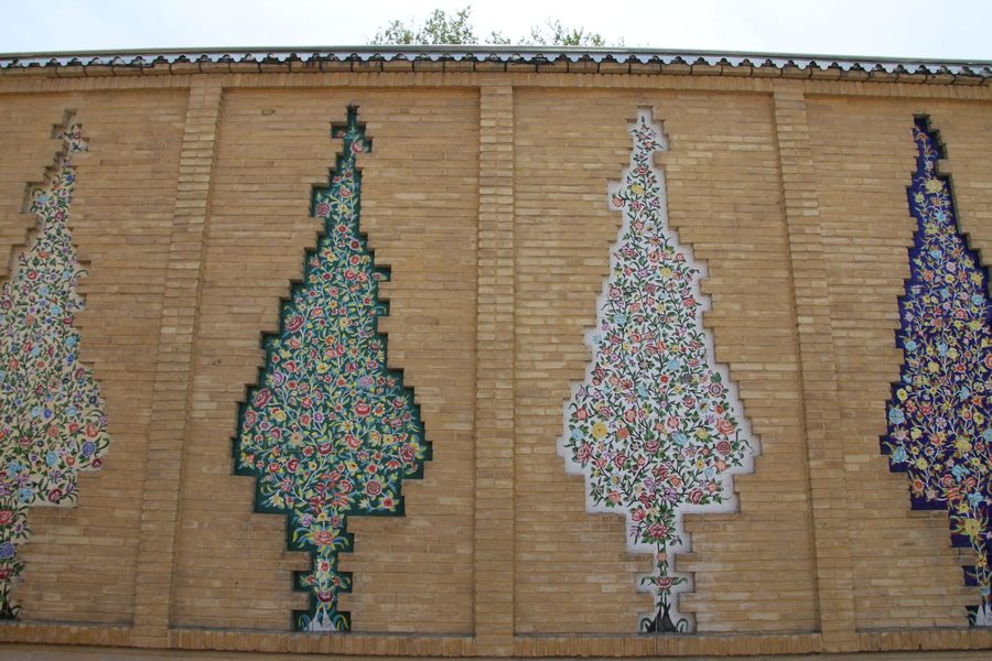 Cypress tree tilework at Narenjestan Qavam