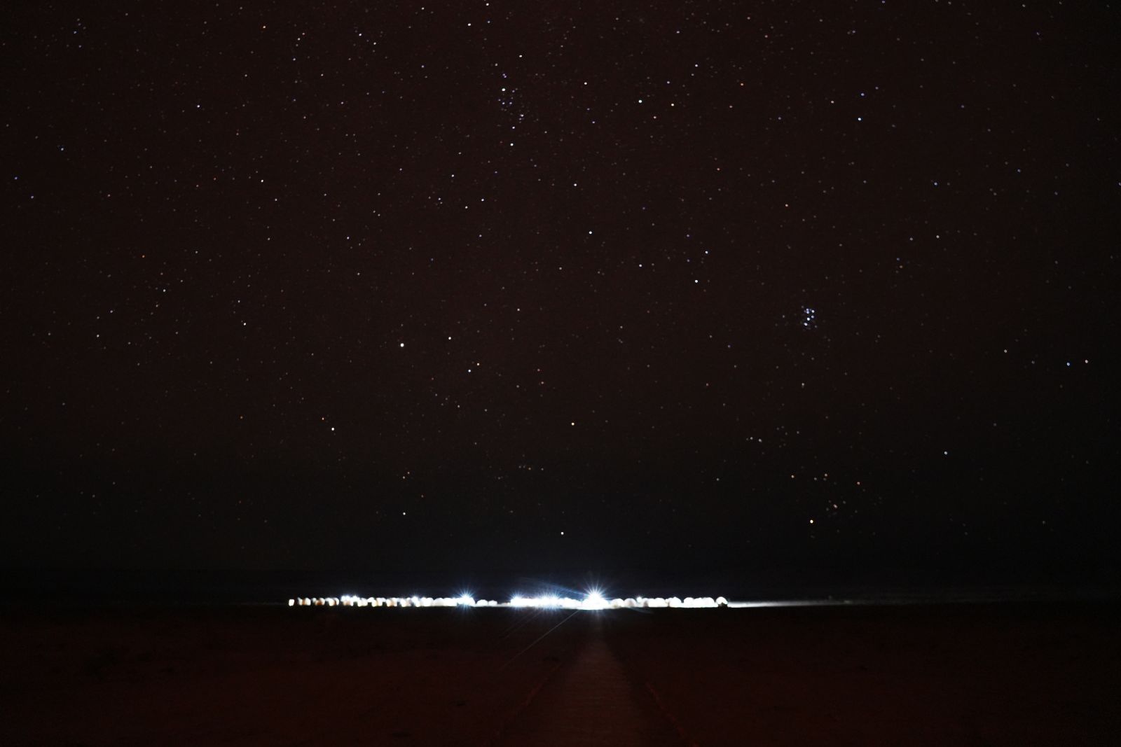 Starry Sky and Desert Camp Lights