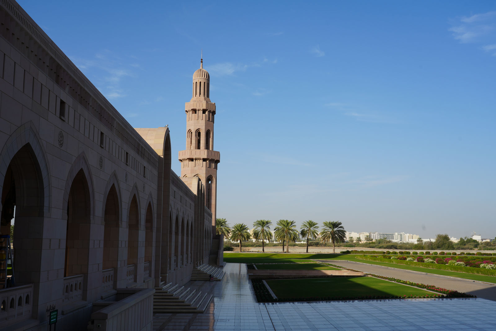 Minaret and Palm Tree Promenade