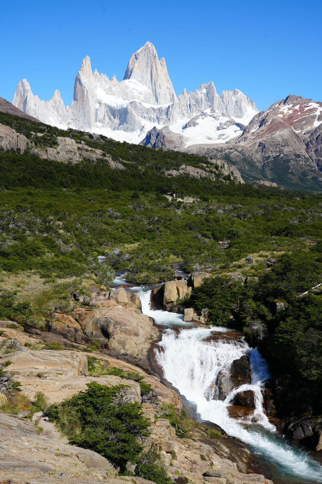 Waterfall and Fitz Roy