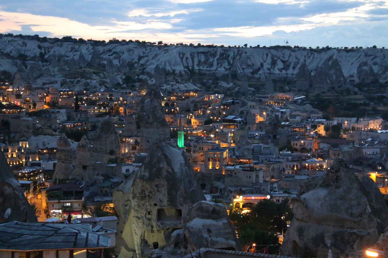 Göreme town lights at night