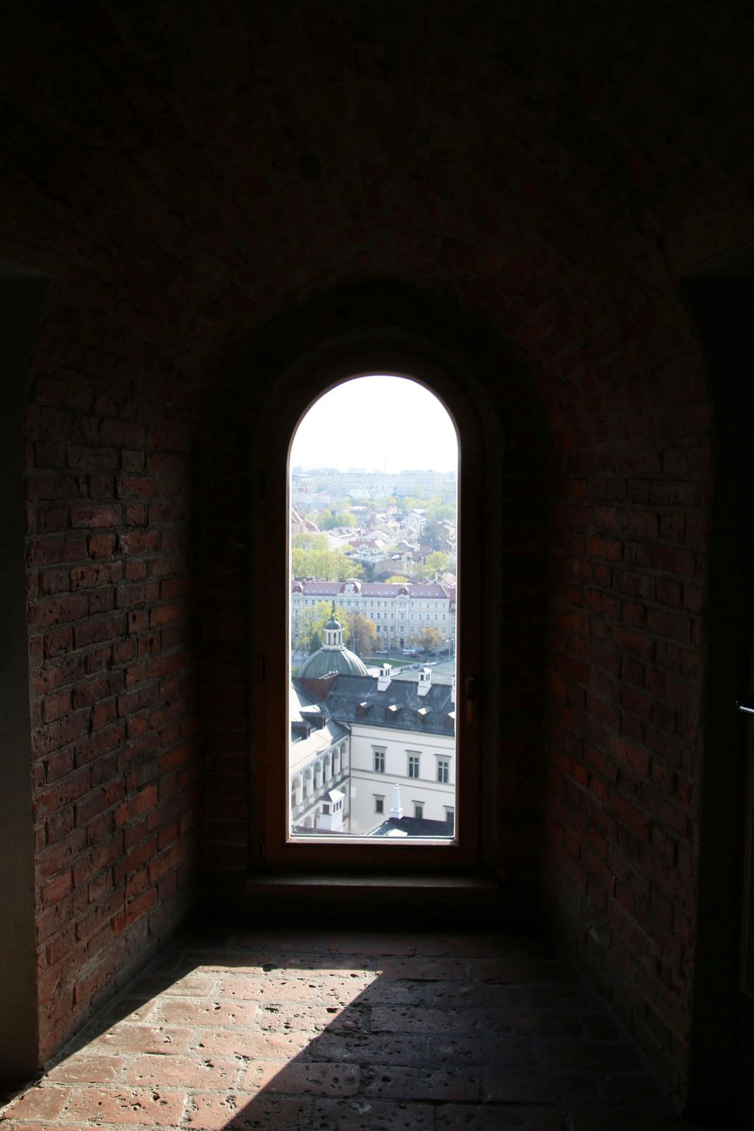 The Palace of the Grand Dukes and the historic city viewed from a window of Gediminas' Tower